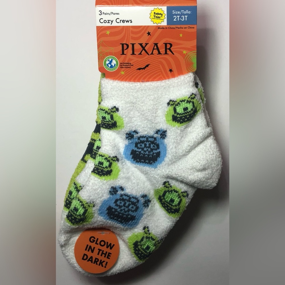 Boys Halloween Socks Cozy Quarter Pixar Character Toddler GID Girls 2T-3T